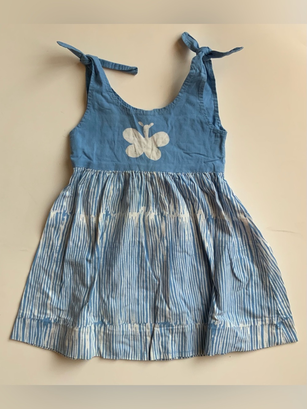 Blue Tie-Strap Butterfly Sundress
